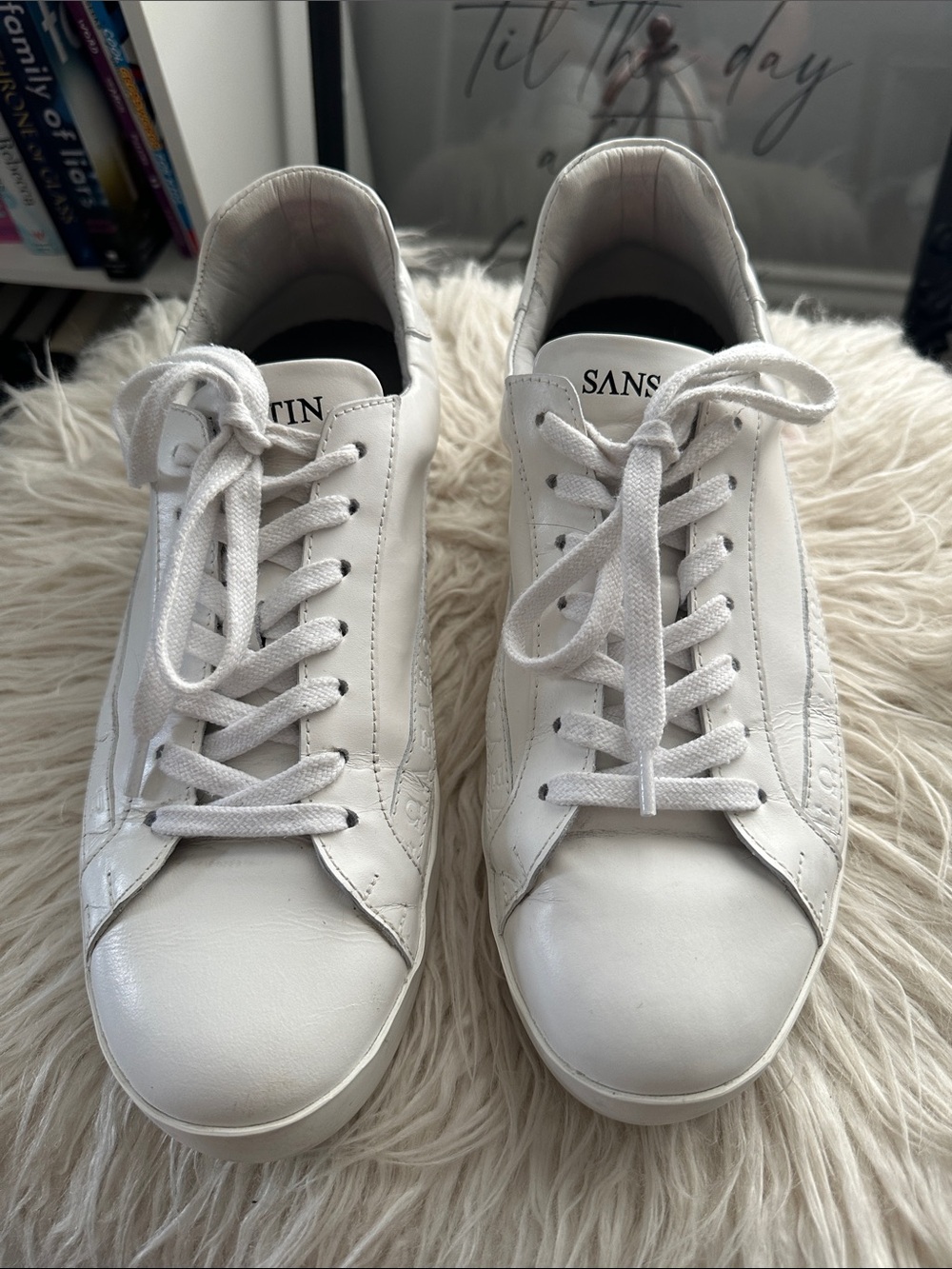 White Leather Low-Top Sneakers by